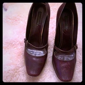 Louis Vuitton burgundy alligator 6” in. heels